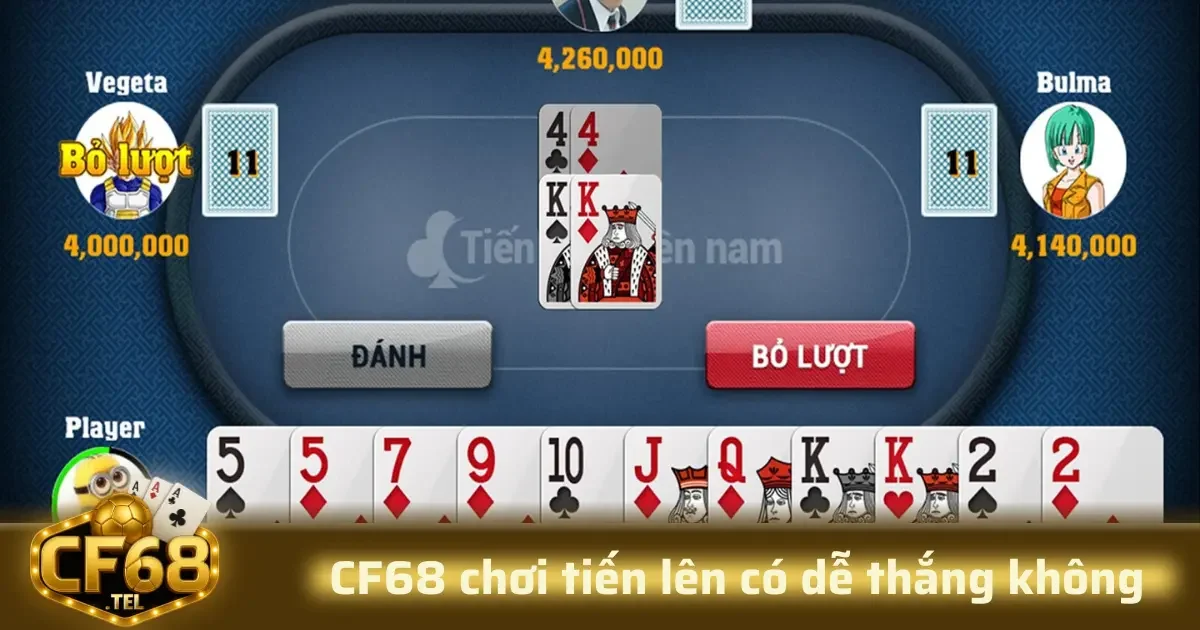 CF68 Chơi Tiến Lên Có Dễ Thắng Không 2 Ngoài ra, hãy luôn giữ bình tĩnh, không bị áp lực hay hoảng loạn khi chơi, vì tâm lý vững vàng là yếu tố quyết định lớn trong khả năng thắng của mỗi người.