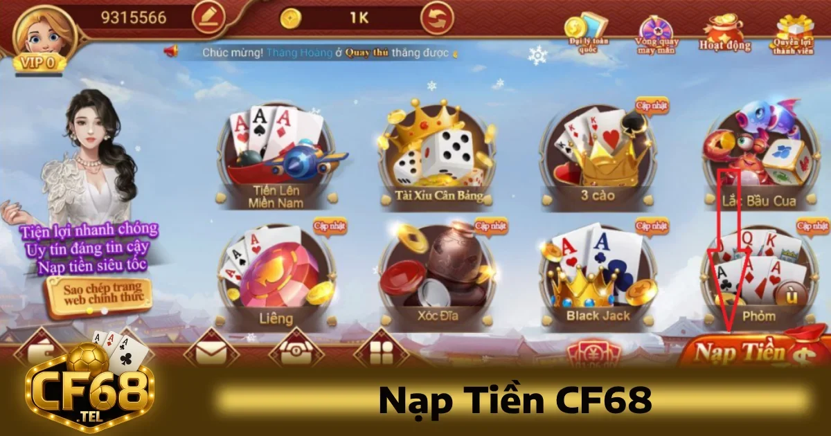 Nạp Tiền CF68 1 Để có thể nạp tiền CF68 thành công, người chơi cần nắm rõ các bước chuẩn bị, phương thức thanh toán cũng như các quy định liên quan.