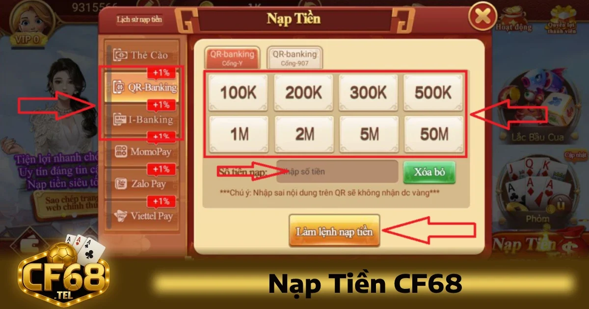 Nạp Tiền CF68 3 Các bước nạp tiền CF68 chi tiết cho người chơi mới